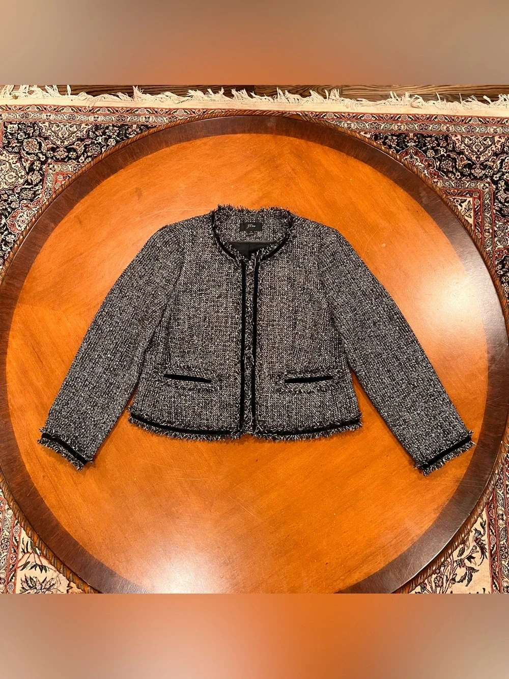 J.Crew Women’s Lady Jacket Sparkling Constellation Tweed 14 Gray Black Velvet